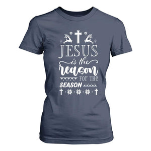Christian Christmas T Shirt For Women Jesus Is The Reason For The Season Xmas Faith TS10 Navy Print Your Wear