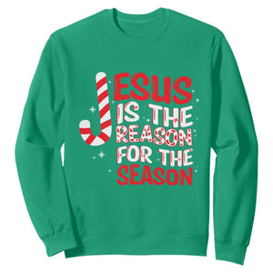 Christian Christmas Sweatshirt Jesus Is The Reason For The Season TS10 Irish Green Print Your Wear