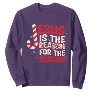 Christian Christmas Sweatshirt Jesus Is The Reason For The Season TS10 Purple Print Your Wear