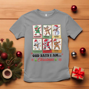 Religious Christmas T Shirt God Says I Am Xmas Christian Bible TS10 Sport Gray Print Your Wear