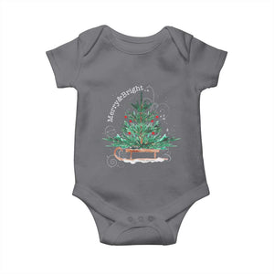 Merry and Bright Christmas Sleigh Baby Onesie TS10 Charcoal Print Your Wear