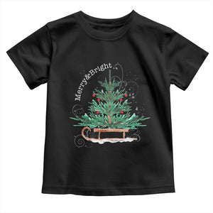 Merry and Bright Christmas Sleigh Baby Shirt TS10 Black Print Your Wear