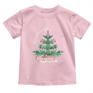 Merry and Bright Christmas Sleigh Baby Shirt TS10 Light Pink Print Your Wear