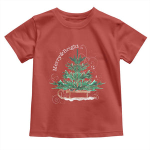 Merry and Bright Christmas Sleigh Baby Shirt TS10 Red Print Your Wear