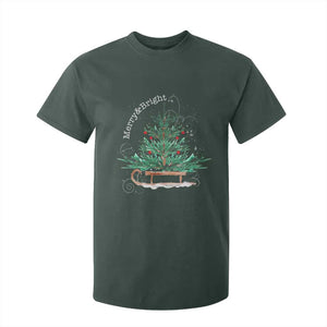 Merry and Bright Christmas Sleigh T Shirt For Kid TS10 Dark Forest Green Print Your Wear