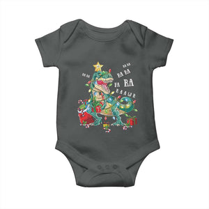 Dinosaur Christmas Baby Onesie Tree Lights Xmas Boys Men TS10 Dark Heather Print Your Wear