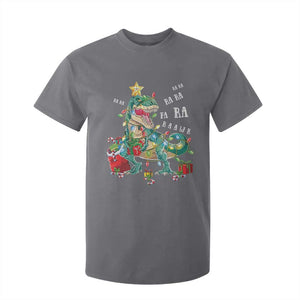 Dinosaur Christmas T Shirt For Kid Tree Lights Xmas Boys Men TS10 Charcoal Print Your Wear