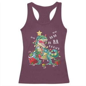 Dinosaur Christmas Racerback Tank Top Tree Lights Xmas Boys Men TS10 Maroon Print Your Wear
