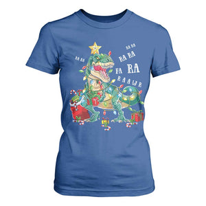 Dinosaur Christmas T Shirt For Women Tree Lights Xmas Boys Men TS10 Royal Blue Print Your Wear