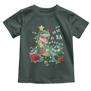 Dinosaur Christmas Toddler T Shirt Tree Lights Xmas Boys Men TS10 Dark Forest Green Print Your Wear