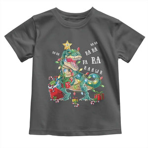 Dinosaur Christmas Toddler T Shirt Tree Lights Xmas Boys Men TS10 Dark Heather Print Your Wear