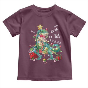 Dinosaur Christmas Toddler T Shirt Tree Lights Xmas Boys Men TS10 Maroon Print Your Wear
