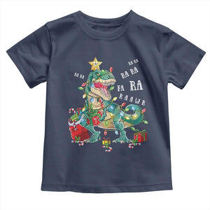 Dinosaur Christmas Toddler T Shirt Tree Lights Xmas Boys Men TS10 Navy Print Your Wear