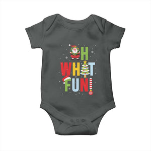 Funny Christmas Santa Baby Onesie Oh What Fun Christmas Tree And Wreath TS10 Dark Heather Print Your Wear