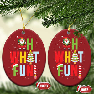 Funny Xmas Santa Christmas Ornament Oh What Fun Christmas Tree And Wreath TS10 Oval Red Print Your Wear
