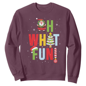 Funny Christmas Santa Sweatshirt Oh What Fun Christmas Tree And Wreath TS10 Maroon Print Your Wear