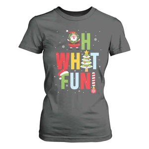 Funny Christmas Santa T Shirt For Women Oh What Fun Christmas Tree And Wreath TS10 Dark Heather Print Your Wear