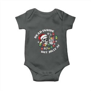 Christmas Skeleton Baby Onesie Dead Inside But Jolly AF Festive Sarcastic Snarky Skull TS10 Dark Heather Print Your Wear