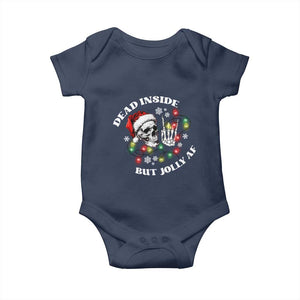 Christmas Skeleton Baby Onesie Dead Inside But Jolly AF Festive Sarcastic Snarky Skull TS10 Navy Print Your Wear