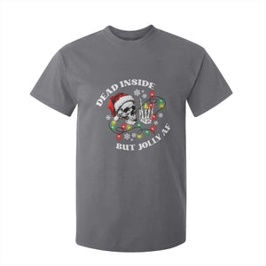 Christmas Skeleton T Shirt For Kid Dead Inside But Jolly AF Festive Sarcastic Snarky Skull TS10 Charcoal Print Your Wear