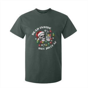 Christmas Skeleton T Shirt For Kid Dead Inside But Jolly AF Festive Sarcastic Snarky Skull TS10 Dark Forest Green Print Your Wear
