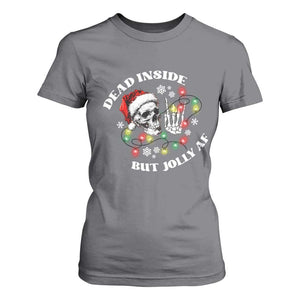 Christmas Skeleton T Shirt For Women Dead Inside But Jolly AF Festive Sarcastic Snarky Skull TS10 Charcoal Print Your Wear