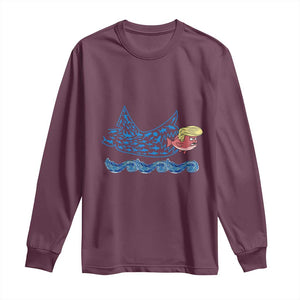 Kamala Fish Eat Fish Long Sleeve Shirt Funny Vote Blue Wave Madam President TS10 Maroon Print Your Wear