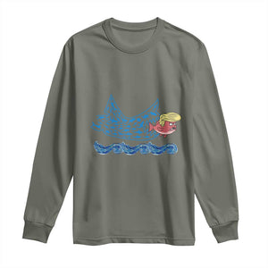 Kamala Fish Eat Fish Long Sleeve Shirt Funny Vote Blue Wave Madam President TS10 Military Green Print Your Wear
