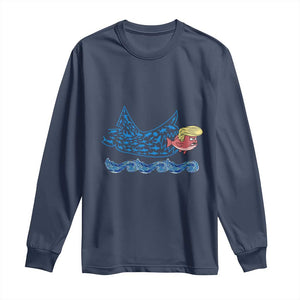 Kamala Fish Eat Fish Long Sleeve Shirt Funny Vote Blue Wave Madam President TS10 Navy Print Your Wear