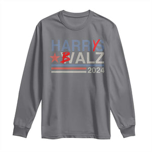 Funny Harris Walz 24 Long Sleeve Shirt Harry Balz 2024 Meme Democratics Vote TS10 Charcoal Print Your Wear