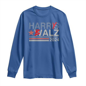 Funny Harris Walz 24 Long Sleeve Shirt Harry Balz 2024 Meme Democratics Vote TS10 Royal Blue Print Your Wear