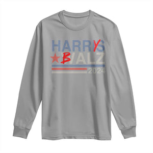 Funny Harris Walz 24 Long Sleeve Shirt Harry Balz 2024 Meme Democratics Vote TS10 Sport Gray Print Your Wear
