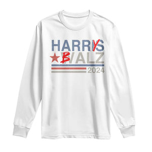 Funny Harris Walz 24 Long Sleeve Shirt Harry Balz 2024 Meme Democratics Vote TS10 White Print Your Wear