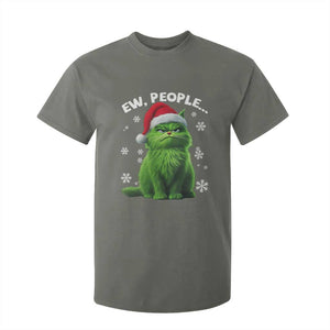 Funny Christmas Cat T Shirt For Kid Ew People Xmas Gag Gift TS10 Military Green Print Your Wear