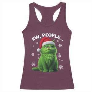 Funny Christmas Cat Racerback Tank Top Ew People Xmas Gag Gift TS10 Maroon Print Your Wear