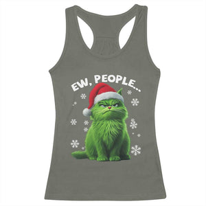 Funny Christmas Cat Racerback Tank Top Ew People Xmas Gag Gift TS10 Military Green Print Your Wear