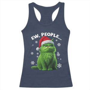 Funny Christmas Cat Racerback Tank Top Ew People Xmas Gag Gift TS10 Navy Print Your Wear