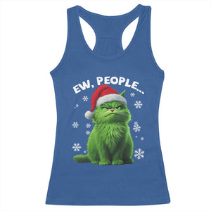 Funny Christmas Cat Racerback Tank Top Ew People Xmas Gag Gift TS10 Royal Blue Print Your Wear