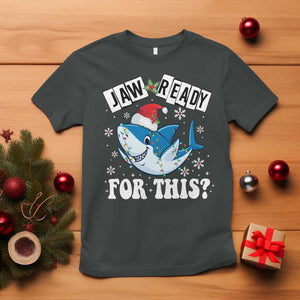 Funny Christmas T Shirt Sharkmas Shark Lights Red Santa Hat Jaw Ready For This TS10 Dark Heather Print Your Wear