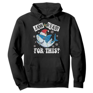 Funny Christmas Hoodie Sharkmas Shark Lights Red Santa Hat Jaw Ready For This TS10 Black Print Your Wear