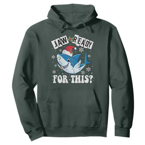 Funny Christmas Hoodie Sharkmas Shark Lights Red Santa Hat Jaw Ready For This TS10 Dark Forest Green Print Your Wear