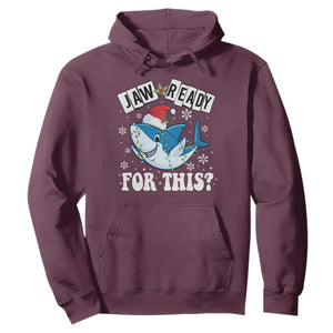 Funny Christmas Hoodie Sharkmas Shark Lights Red Santa Hat Jaw Ready For This TS10 Maroon Print Your Wear