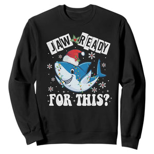Funny Christmas Sweatshirt Sharkmas Shark Lights Red Santa Hat Jaw Ready For This TS10 Black Print Your Wear