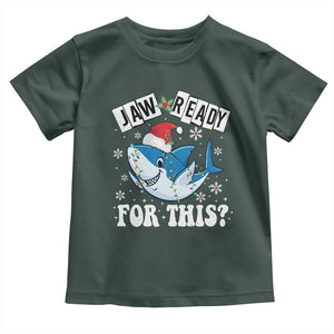 Funny Christmas Toddler T Shirt Sharkmas Shark Lights Red Santa Hat Jaw Ready For This TS10 Dark Forest Green Print Your Wear