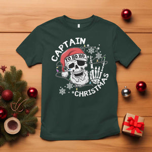 Pirate Christmas T Shirt Skull Skeleton Lights Pirates Caribbean Cruise TS10 Dark Forest Green Print Your Wear
