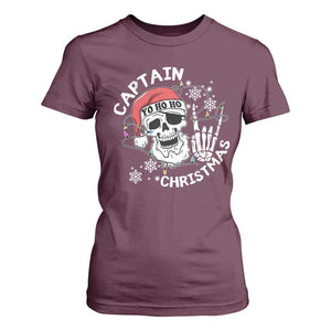 Pirate Christmas T Shirt For Women Skull Skeleton Lights Pirates Caribbean Cruise TS10 Maroon Print Your Wear