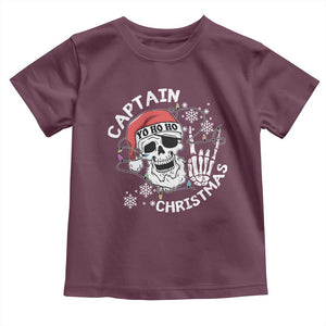 Pirate Christmas Toddler T Shirt Skull Skeleton Lights Pirates Caribbean Cruise TS10 Maroon Print Your Wear