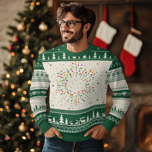 Christmas Religious Happy Chrismukkah Ugly Christmas Sweater Lights Star of David TS10 Green Print Your Wear