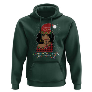 Black Santa African American Christmas Hoodie Sassy Afro Queen Black Woman TS10 Dark Forest Green Print Your Wear