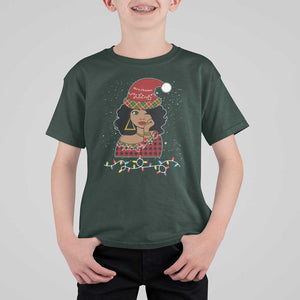 Black Santa African American Christmas T Shirt For Kid Sassy Afro Queen Black Woman TS10 Dark Forest Green Print Your Wear